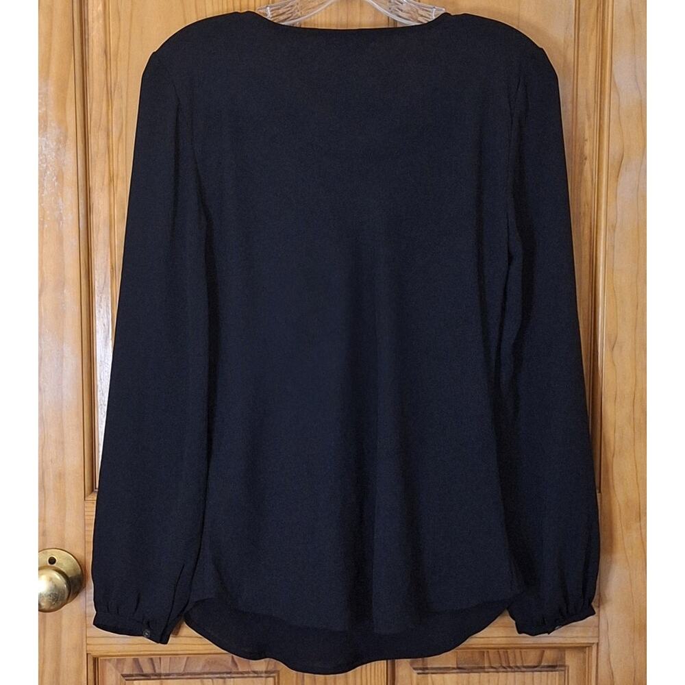 Lands' End Blouse Women's Size 6 Black Polyester Drape Neck Evening Dinner Party - Picture 5 of 8